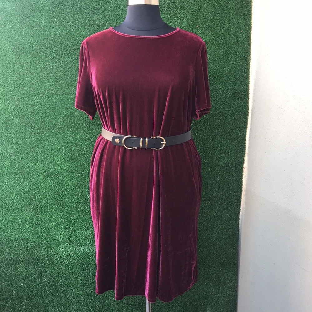 Burgundy velvet dress